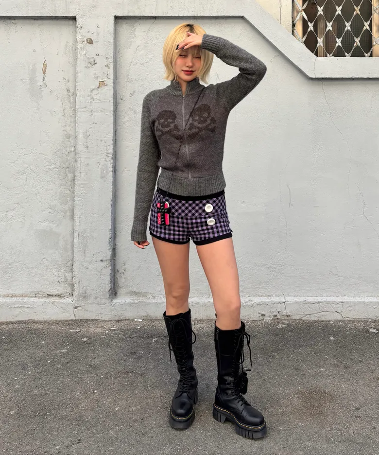New Emo Gingham Micro Shorts Purple – SCULPTOR JAPAN