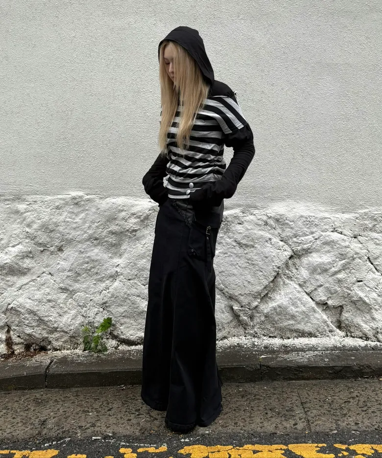Button Stripe Tee Melange Gray – SCULPTOR JAPAN